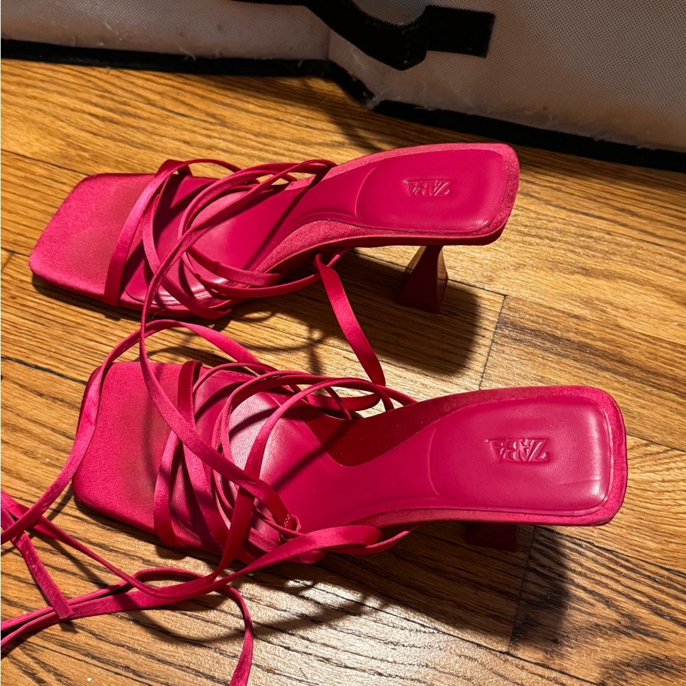 Zara Vibrant Pink Strappy Heels